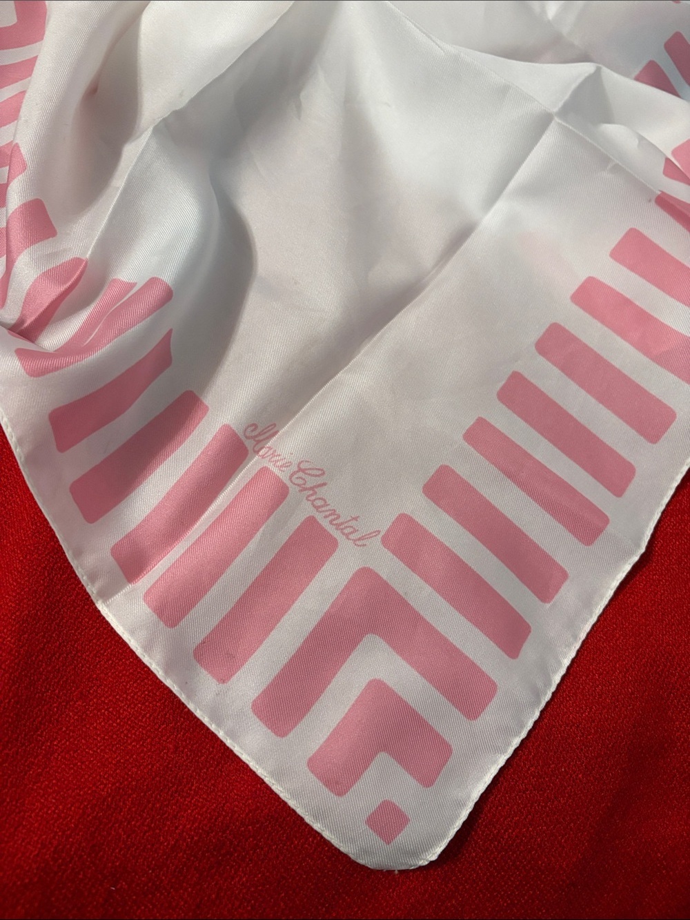 Vintage Marie Chantal Pink and White
Scarf Kerchief 19”X19” Square